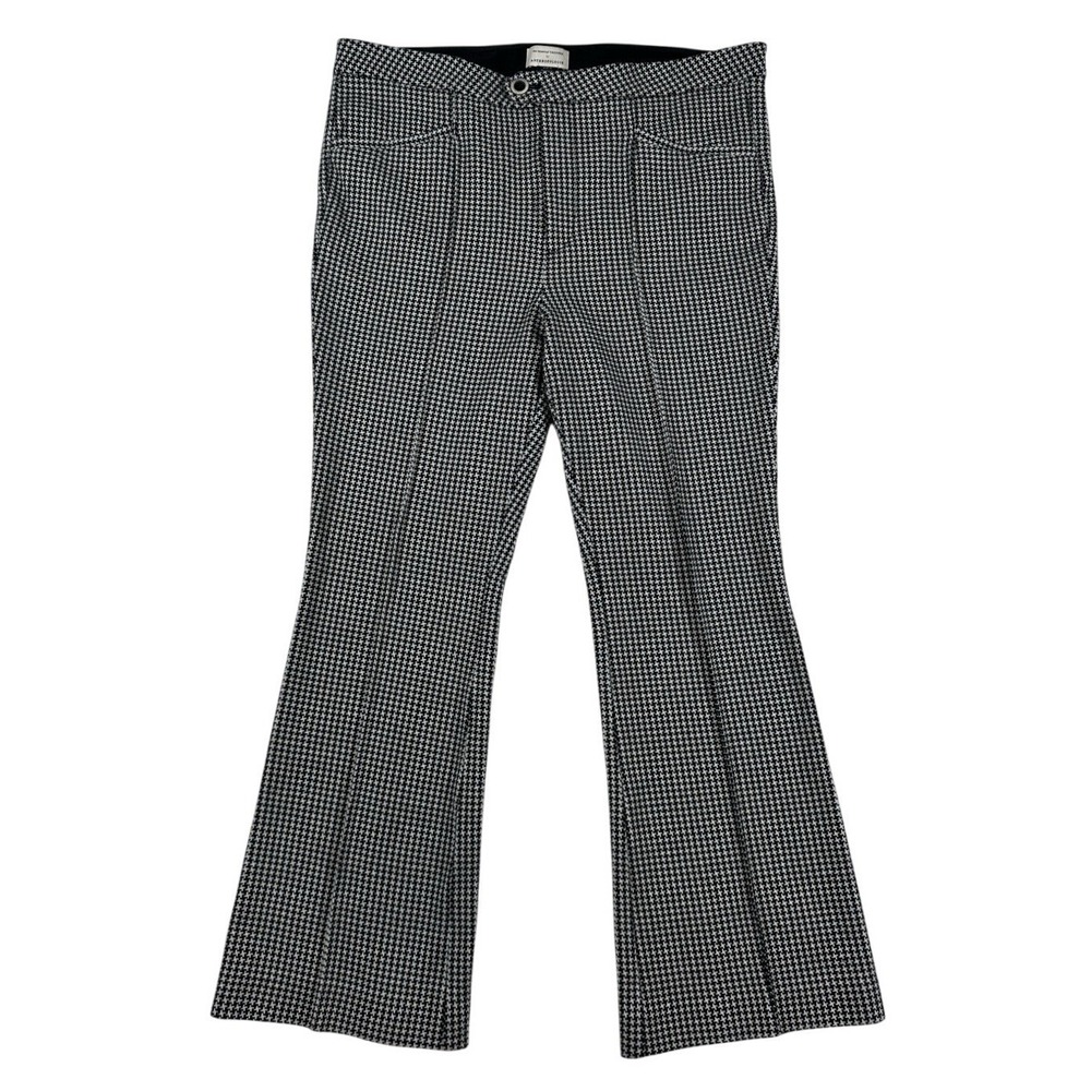 Anthropologie The Essential Trouser Pants Black White Houndstooth Flare Leg 16